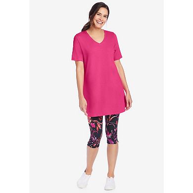 Woman Within Plus Size Perfect Short-Sleeve V-Neck Tunic