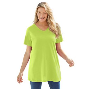 Woman Within Plus Size Perfect Short-Sleeve V-Neck Tunic