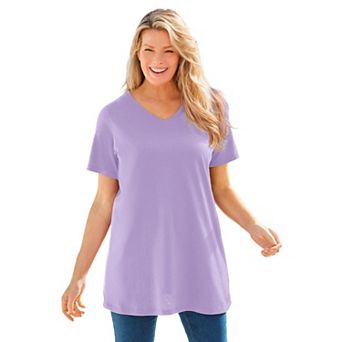 Woman Within Plus Size Perfect Short-Sleeve V-Neck Tunic