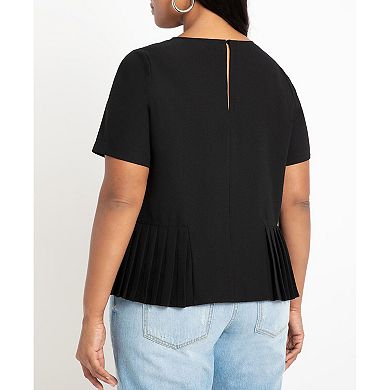 Eloquii Women's Plus Size Pleated Hem Top
