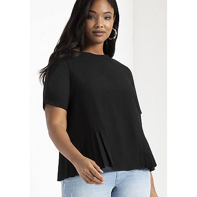 ELOQUII Women's Plus Size Pleated Hem Top