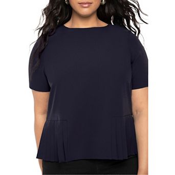 Eloquii Women's Plus Size Pleated Hem Top