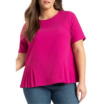 Eloquii Women's Plus Size Pleated Hem Top