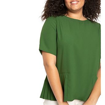Eloquii Women's Plus Size Pleated Hem Top