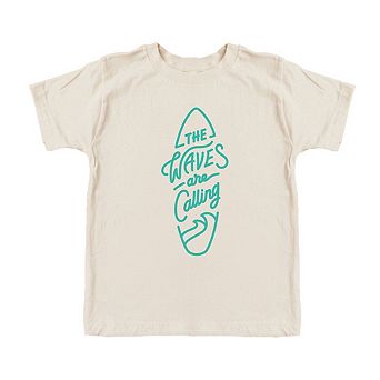 The Waves Are Calling Surf Board Youth Short Sleeve Graphic Tee