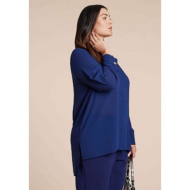 Eloquii Women's Plus Size Mandarin Collar Tunic