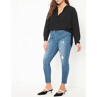 ELOQUII Women's Plus Size Mandarin Collar Tunic