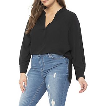 Eloquii Women's Plus Size Mandarin Collar Tunic