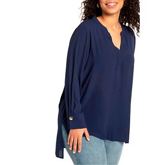 Eloquii Women's Plus Size Mandarin Collar Tunic