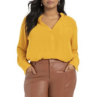ELOQUII Women's Plus Size Mandarin Collar Tunic