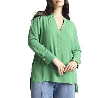 ELOQUII Women's Plus Size Mandarin Collar Tunic