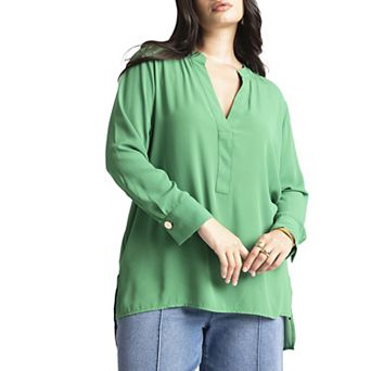 ELOQUII Women's Plus Size Mandarin Collar Tunic
