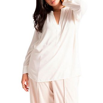 Eloquii Women's Plus Size Mandarin Collar Tunic