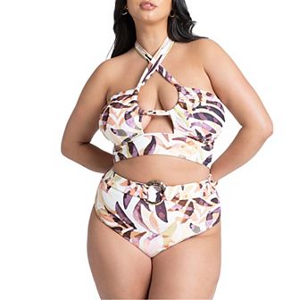 Eloquii Women's Plus Size Belted Bikini Bottom