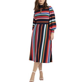 Eloquii Women's Plus Size A-line Dress With Sleeves