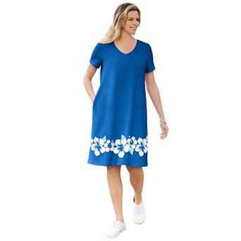 Woman Within Plus Size Perfect Short-Sleeve V-Neck Tee Dress