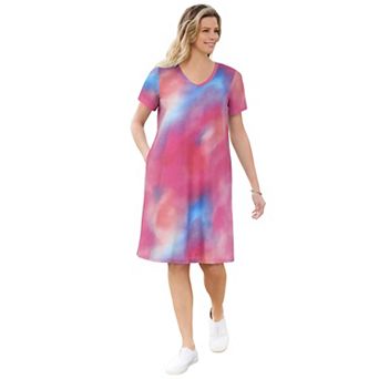 Woman Within Plus Size Perfect Short-Sleeve V-Neck Tee Dress