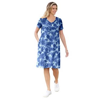 Woman Within Plus Size Perfect Short-Sleeve V-Neck Tee Dress