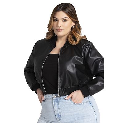 Women's plus size leather bomber jacket new arrivals