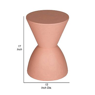 Niya 17 Inch Side End Table, Round Top, Pedestal Base, Indoor Outdoor, Pink