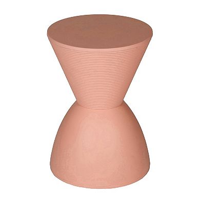 Niya 17 Inch Side End Table, Round Top, Pedestal Base, Indoor Outdoor, Pink