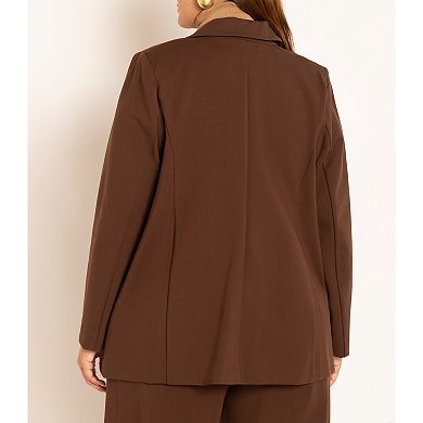 ELOQUII Women's Plus Size The Ultimate Stretch Long One Button Blazer