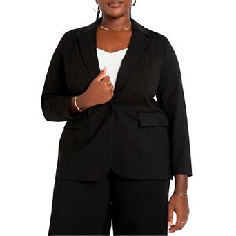 ELOQUII Women's Plus Size The Ultimate Stretch Long One Button Blazer