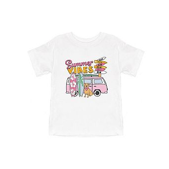 Summer Vibes Dog Toddler Short Sleeve Graphic Tee