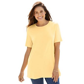 Woman Within Plus Size Petite Perfect Short-Sleeve Crewneck Tee