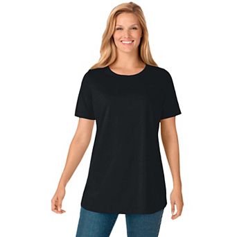 Woman Within Plus Size Petite Perfect Short-Sleeve Crewneck Tee