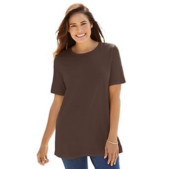 Woman Within Plus Size Petite Perfect Short-Sleeve Crewneck Tee