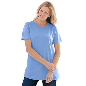 Woman Within Plus Size Petite Perfect Short-Sleeve Crewneck Tee