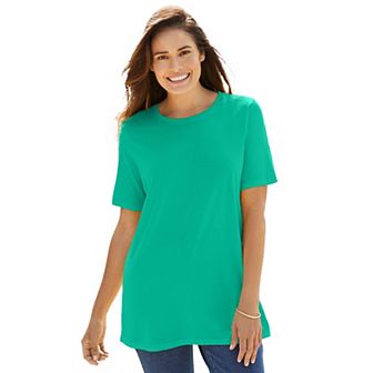 Woman Within Plus Size Petite Perfect Short-Sleeve Crewneck Tee