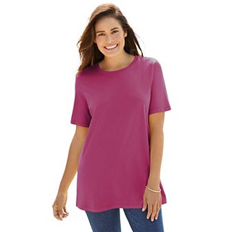 Woman Within Plus Size Petite Perfect Short-Sleeve Crewneck Tee