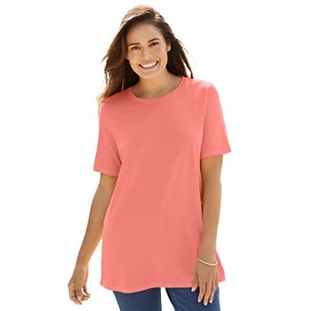 Woman Within Plus Size Petite Perfect Short-Sleeve Crewneck Tee