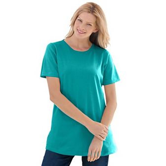 Woman Within Plus Size Petite Perfect Short-Sleeve Crewneck Tee