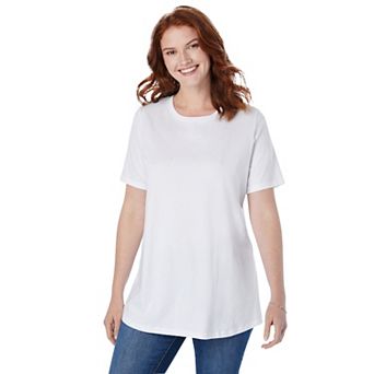Woman Within Plus Size Petite Perfect Short-Sleeve Crewneck Tee