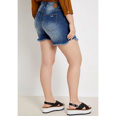 Eloquii Women's Plus Size Distressed Denim Short