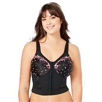 Comfort Choice Women's Plus Size Embroidered Front-close Longline Posture Bra