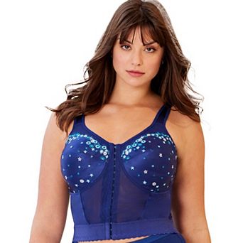 Comfort Choice Women's Plus Size Embroidered Front-close Longline Posture Bra
