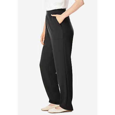 Woman Within Plus Size Tall Straight-Leg Stretch Ponte-Knit Pull-On Pants