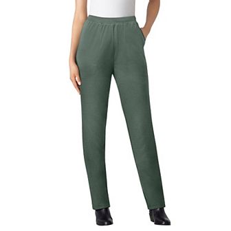 Woman Within Plus Size Tall Straight-Leg Stretch Ponte-Knit Pull-On Pants