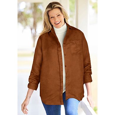 Woman Within Plus Size Ribbed Short Sleeve Turtleneck