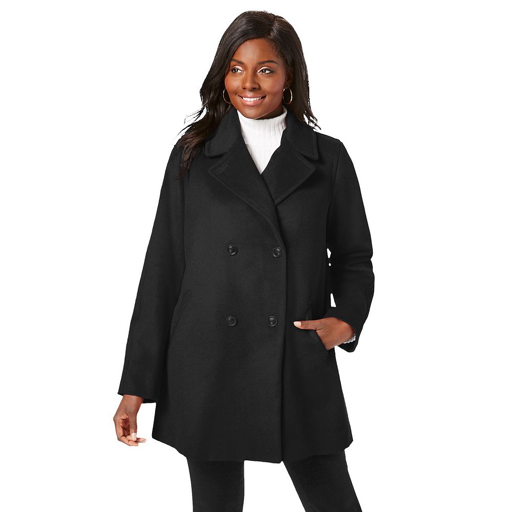 Jessica London Women's Plus Size A-Line Wool Peacoat