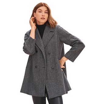 Jessica London Women's Plus Size A-Line Wool Peacoat