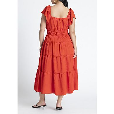 Eloquii Women's Plus Size Ruffled Tiered Maxi Dress