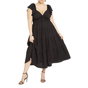 Eloquii Women's Plus Size Ruffled Tiered Maxi Dress