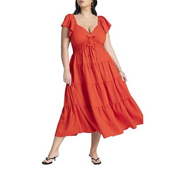 Eloquii Women's Plus Size Ruffled Tiered Maxi Dress
