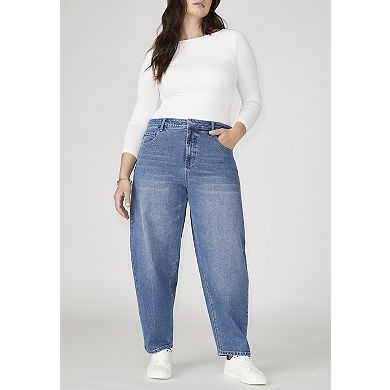 ELOQUII Women's Plus Size The Barrel Leg Jean