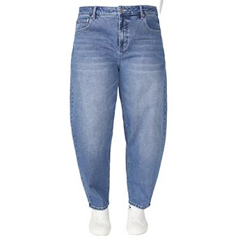 ELOQUII Women's Plus Size The Barrel Leg Jean
